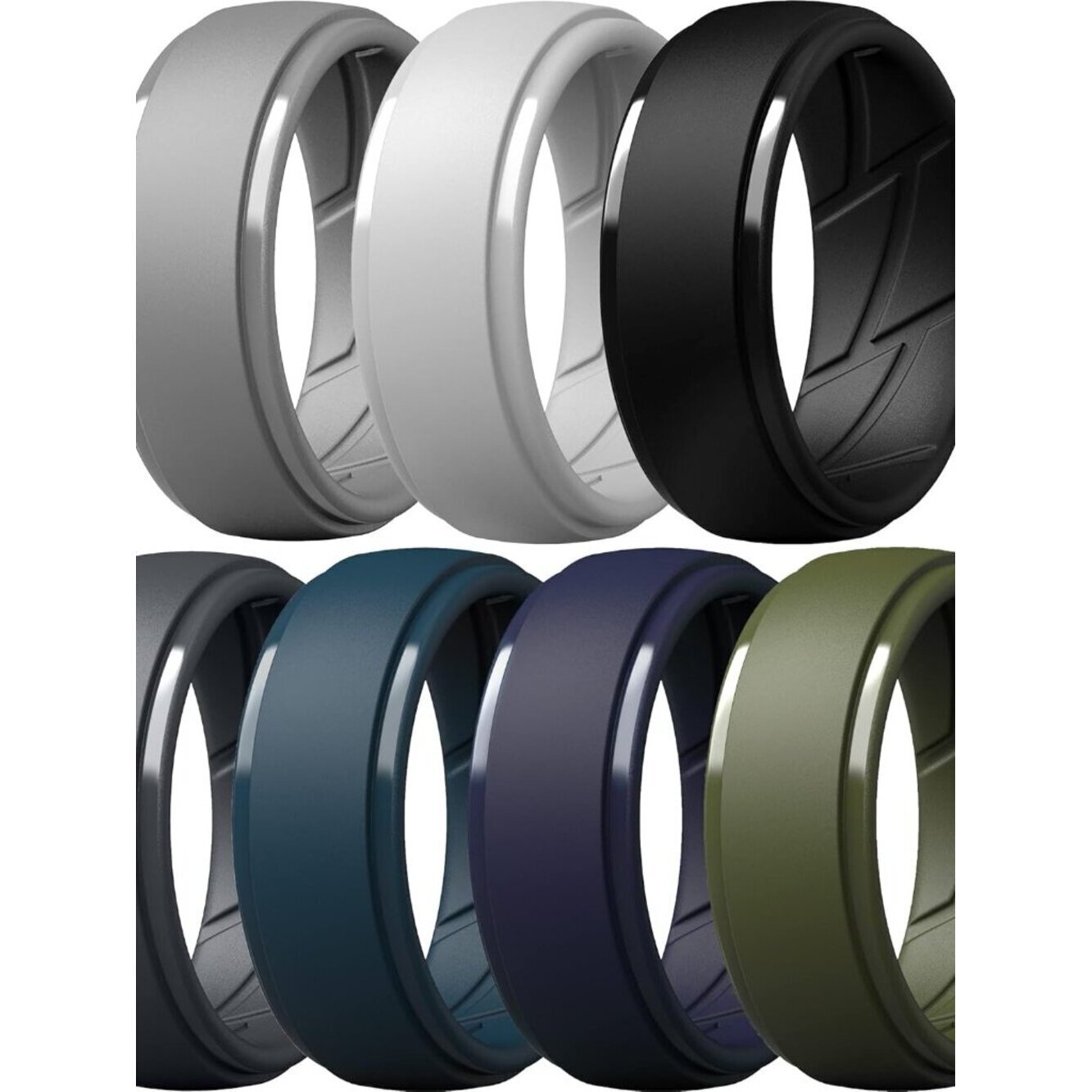 Men's Silicone Rings 10mm Wide 2.5mm Thick Rubber Bands, Breathable, Variety
